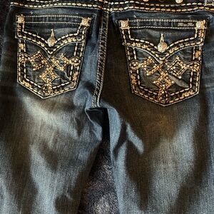 Miss Me Blue Boot Cut Jeans with Designer Stitching